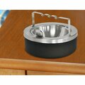 Ex-Cell Kaiser 63-BG BLX Black 8'' x 6'' Large Capacity Tabletop Ashtray with Flip Top and Bridge 76463BGBK